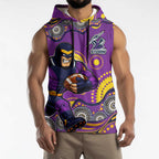Melbourne Storm Sleeveless Hoodie Aboriginal Dot Pattern - Rugby Mascot Heritage Pride
