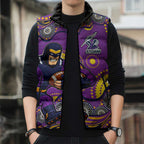 Melbourne Storm Sleeveless Puffer Jacket Aboriginal Dot Pattern - Rugby Mascot Heritage Pride