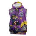 Melbourne Storm Sleeveless Zip Hoodie Aboriginal Dot Pattern - Rugby Mascot Heritage Pride