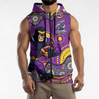 Melbourne Storm Sleeveless Zip Hoodie Aboriginal Dot Pattern - Rugby Mascot Heritage Pride