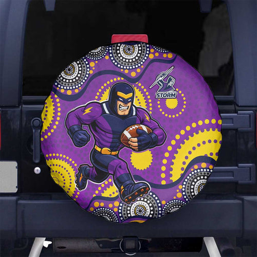 Melbourne Storm Spare Tire Cover Aboriginal Dot Pattern - Rugby Mascot Heritage Pride
