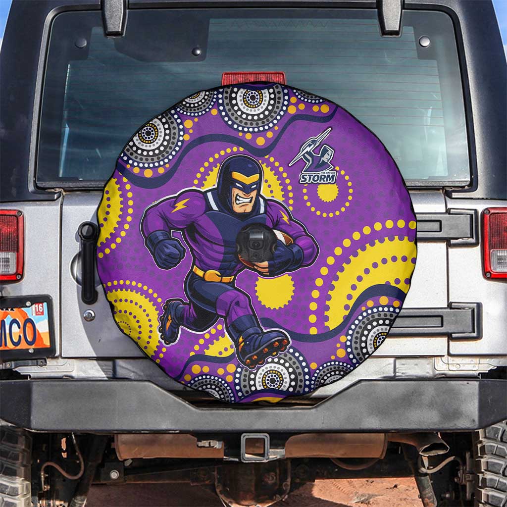 Melbourne Storm Spare Tire Cover Aboriginal Dot Pattern - Rugby Mascot Heritage Pride