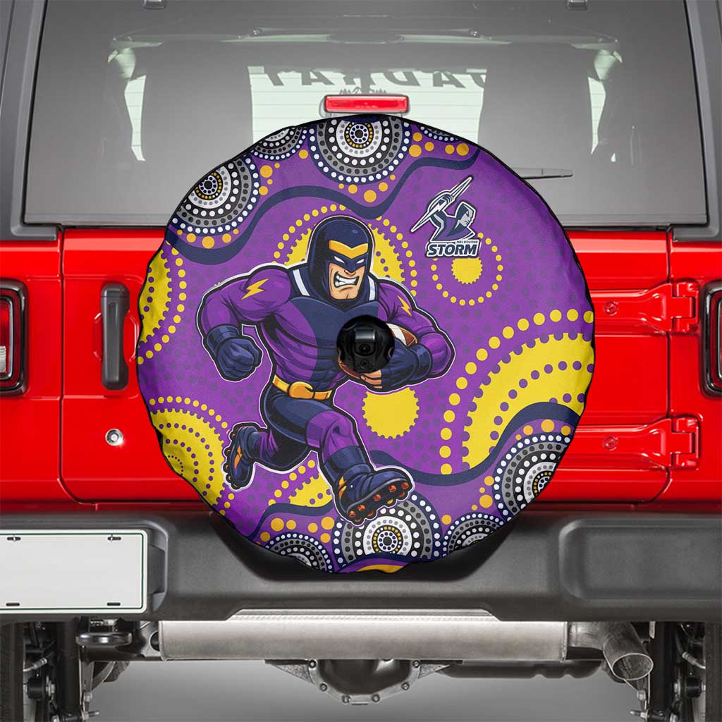 Melbourne Storm Spare Tire Cover Aboriginal Dot Pattern - Rugby Mascot Heritage Pride