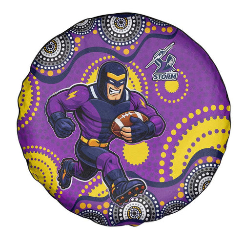 Melbourne Storm Spare Tire Cover Aboriginal Dot Pattern - Rugby Mascot Heritage Pride