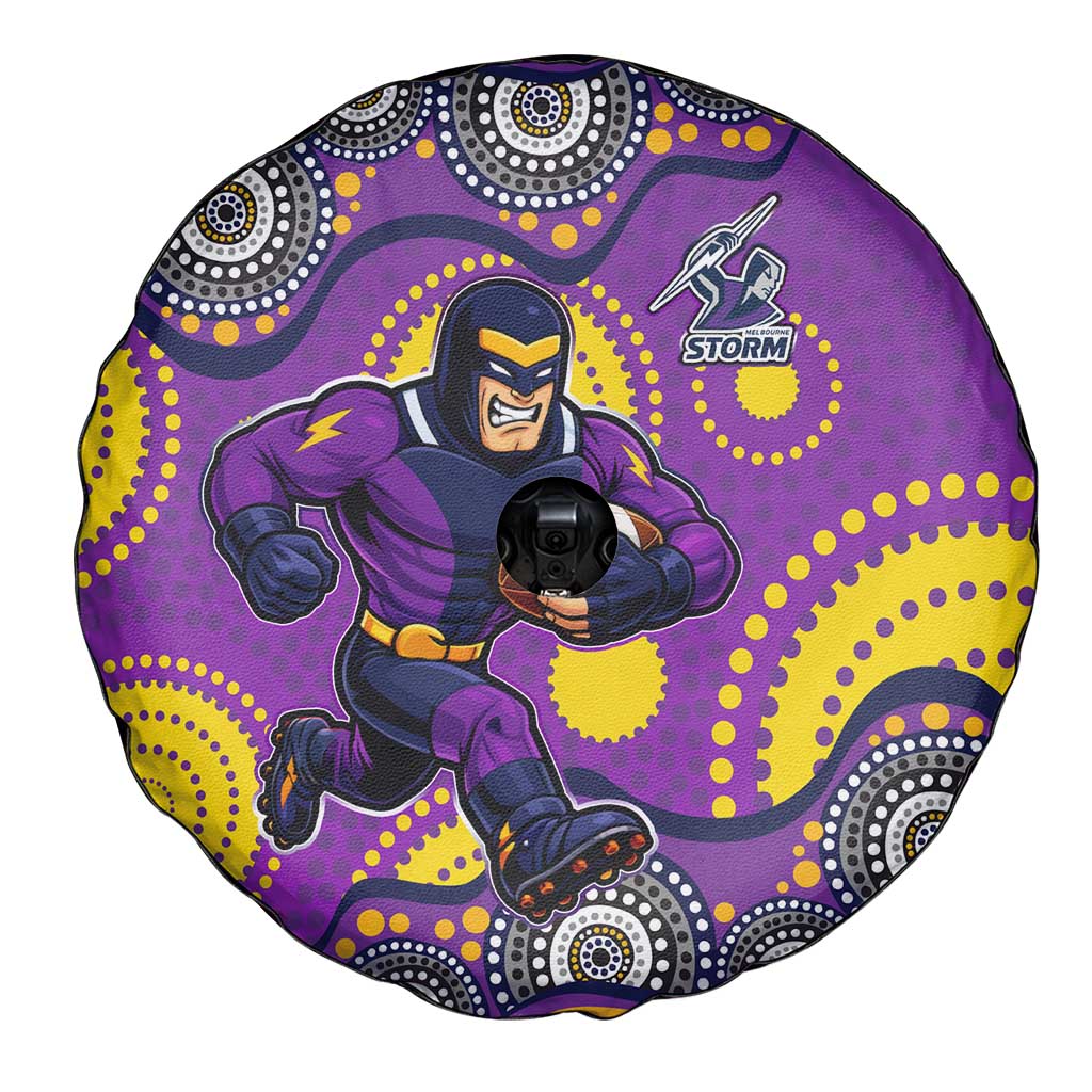 Melbourne Storm Spare Tire Cover Aboriginal Dot Pattern - Rugby Mascot Heritage Pride