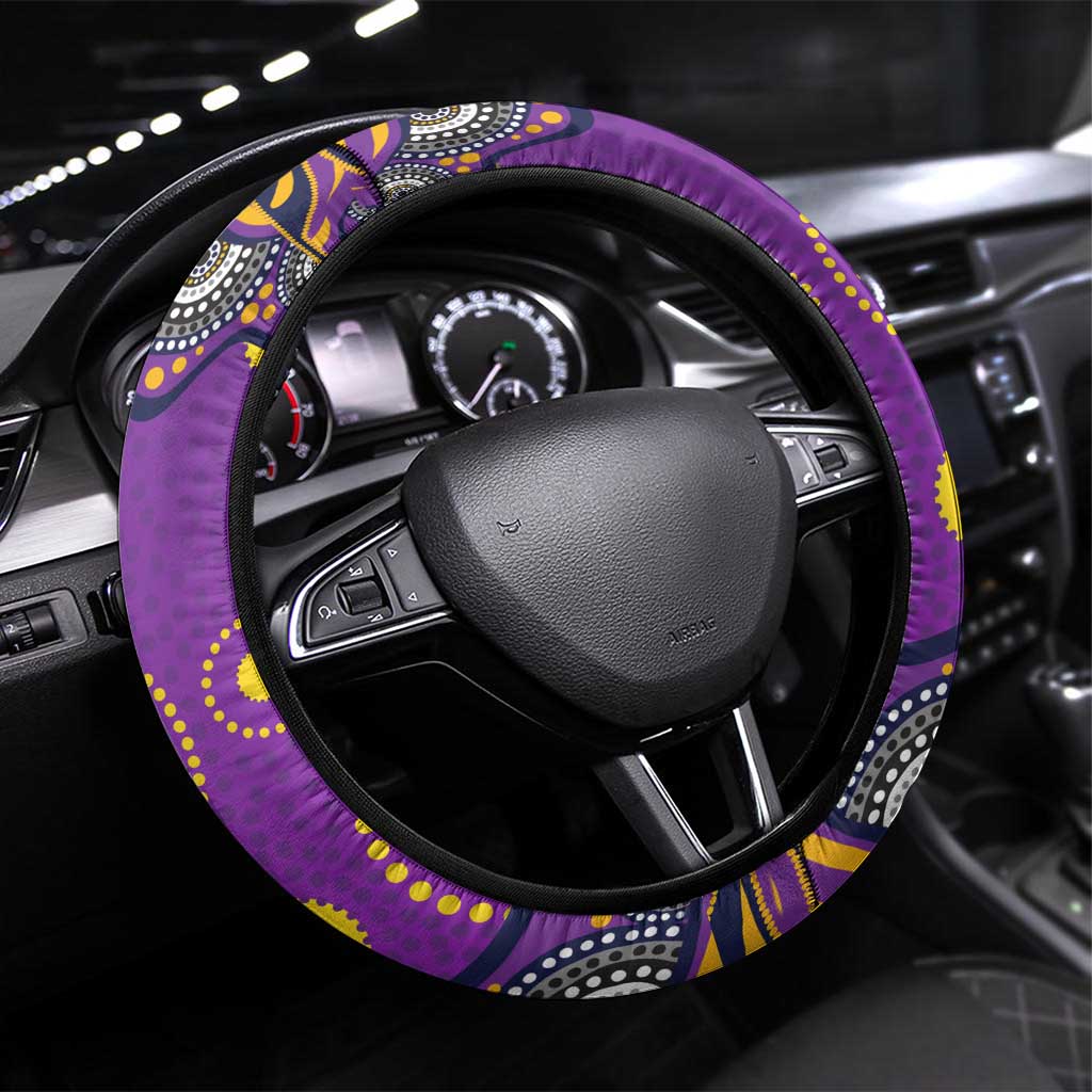 Melbourne Storm Steering Wheel Cover Aboriginal Dot Pattern - Rugby Mascot Heritage Pride