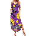 Melbourne Storm Summer Maxi Dress Aboriginal Dot Pattern - Rugby Mascot Heritage Pride