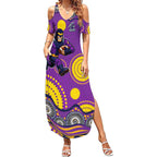 Melbourne Storm Summer Maxi Dress Aboriginal Dot Pattern - Rugby Mascot Heritage Pride