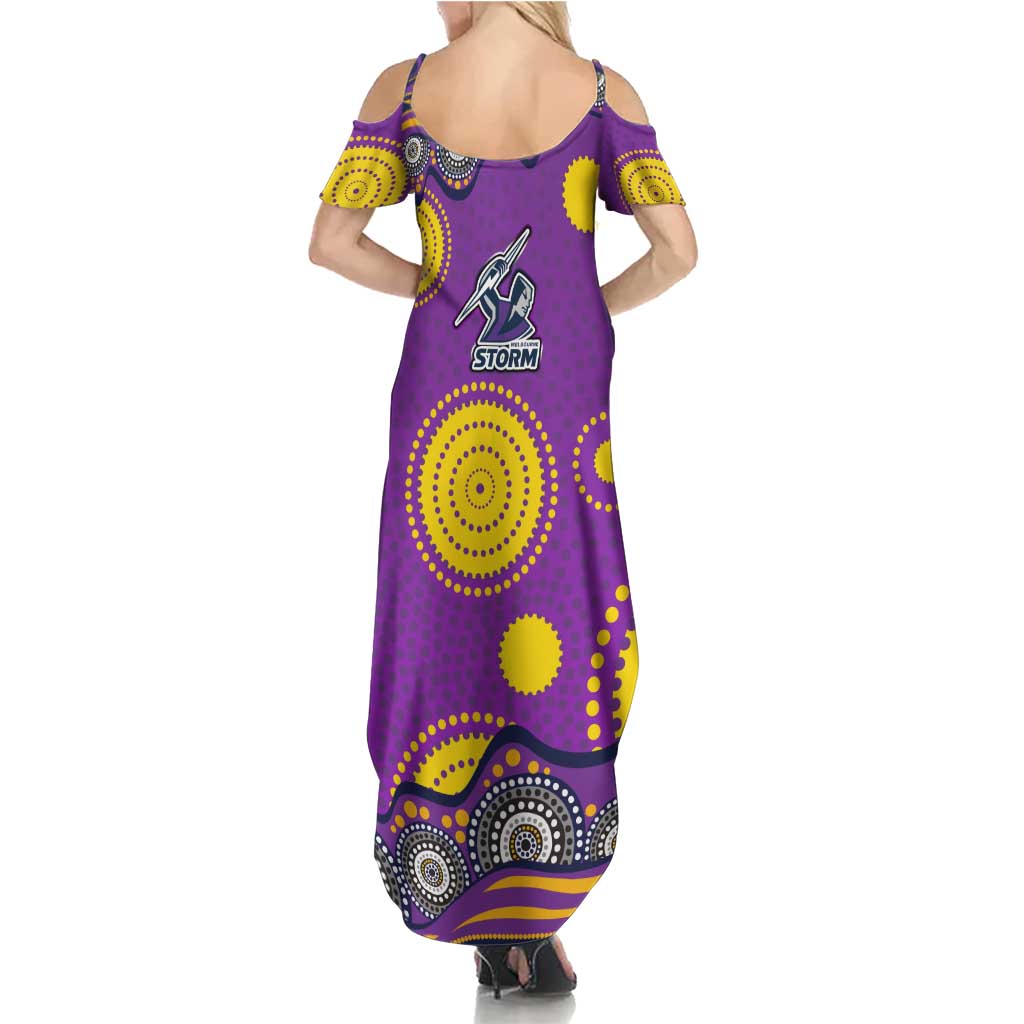 Melbourne Storm Summer Maxi Dress Aboriginal Dot Pattern - Rugby Mascot Heritage Pride