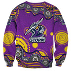 Melbourne Storm Sweatshirt Aboriginal Dot Pattern - Rugby Mascot Heritage Pride