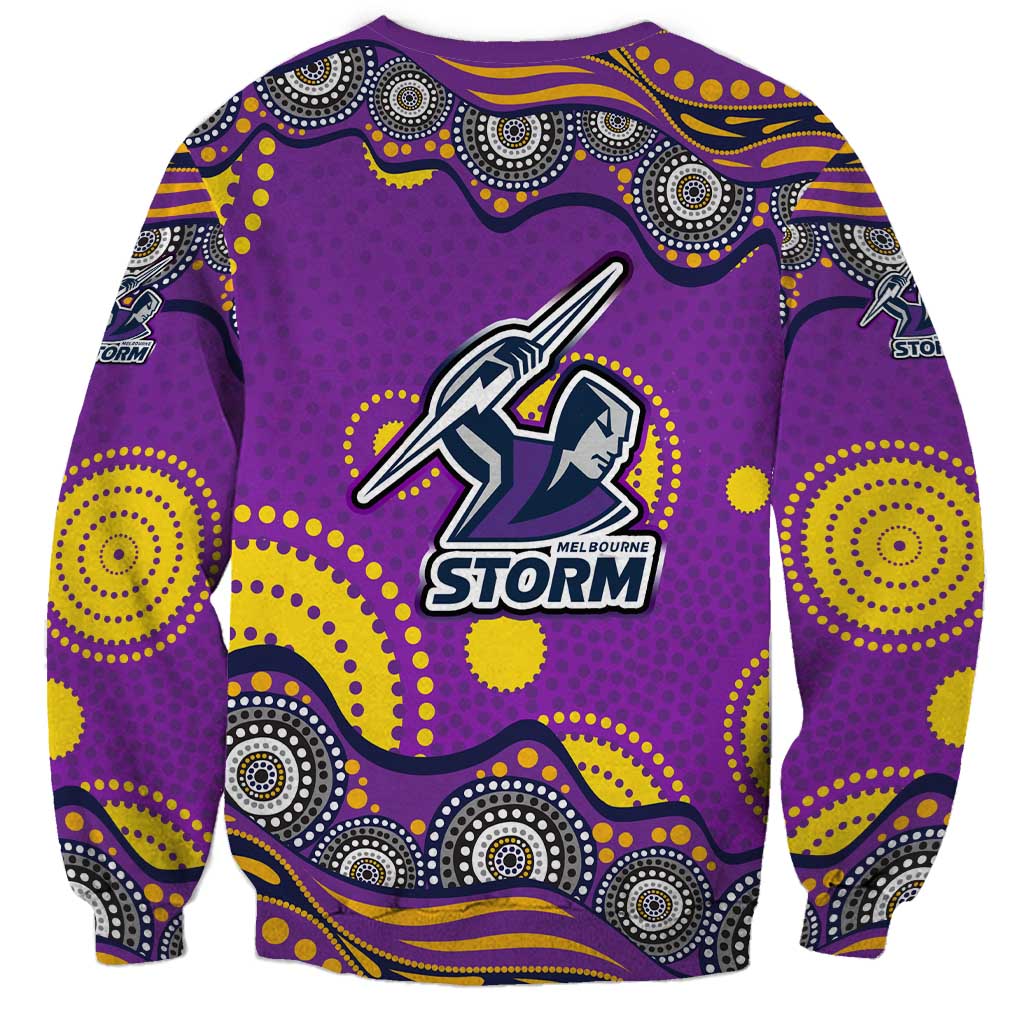 Melbourne Storm Sweatshirt Aboriginal Dot Pattern - Rugby Mascot Heritage Pride