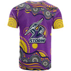 Melbourne Storm T Shirt Aboriginal Dot Pattern - Rugby Mascot Heritage Pride