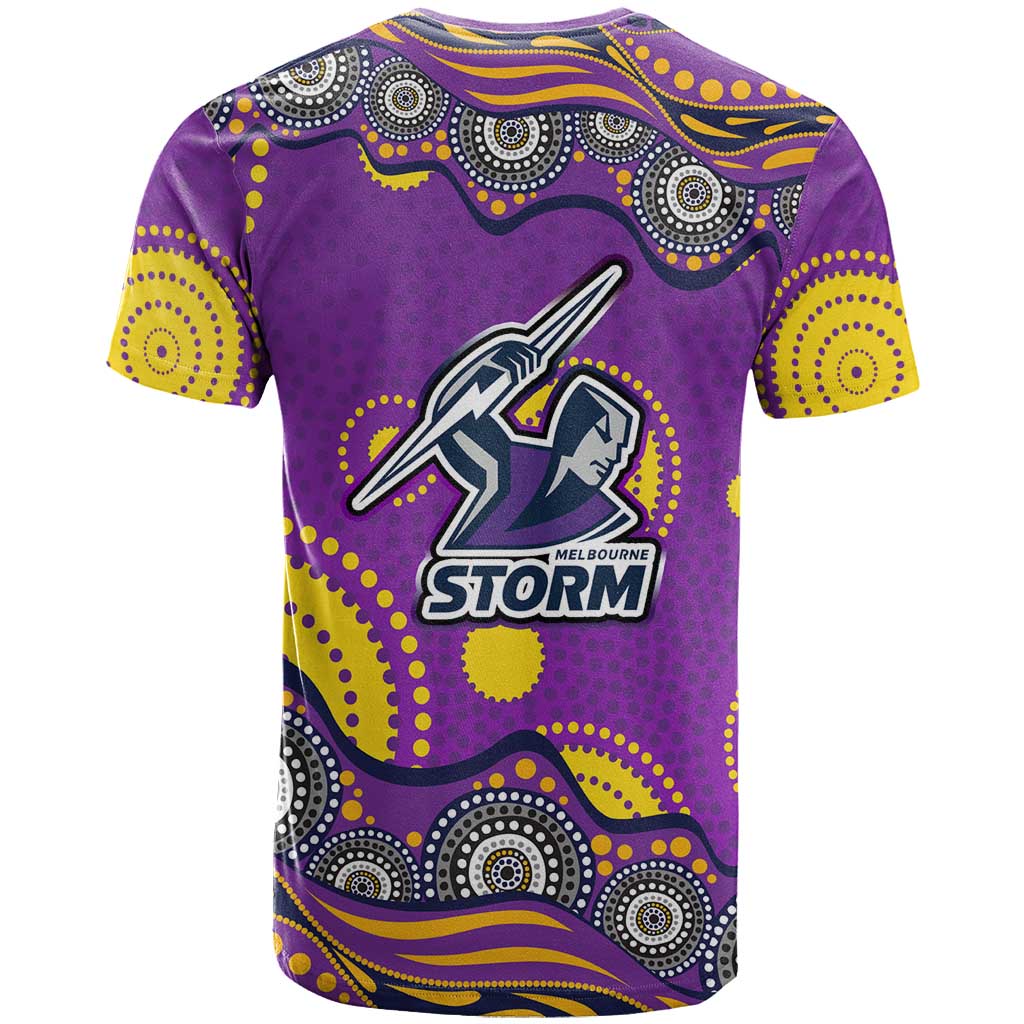 Melbourne Storm T Shirt Aboriginal Dot Pattern - Rugby Mascot Heritage Pride