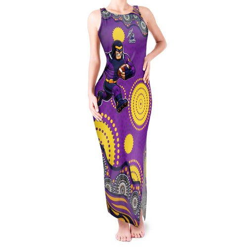 Melbourne Storm Tank Maxi Dress Aboriginal Dot Pattern - Rugby Mascot Heritage Pride