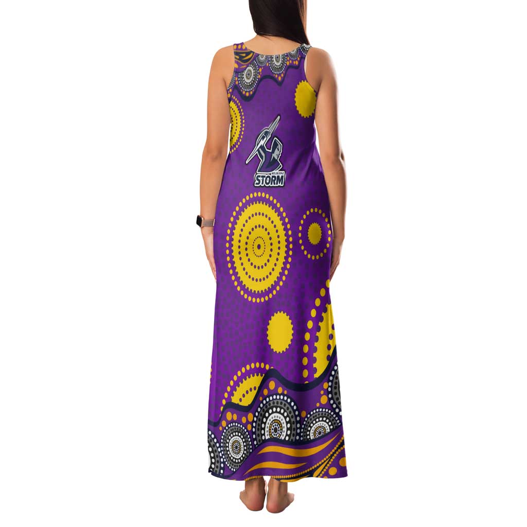 Melbourne Storm Tank Maxi Dress Aboriginal Dot Pattern - Rugby Mascot Heritage Pride