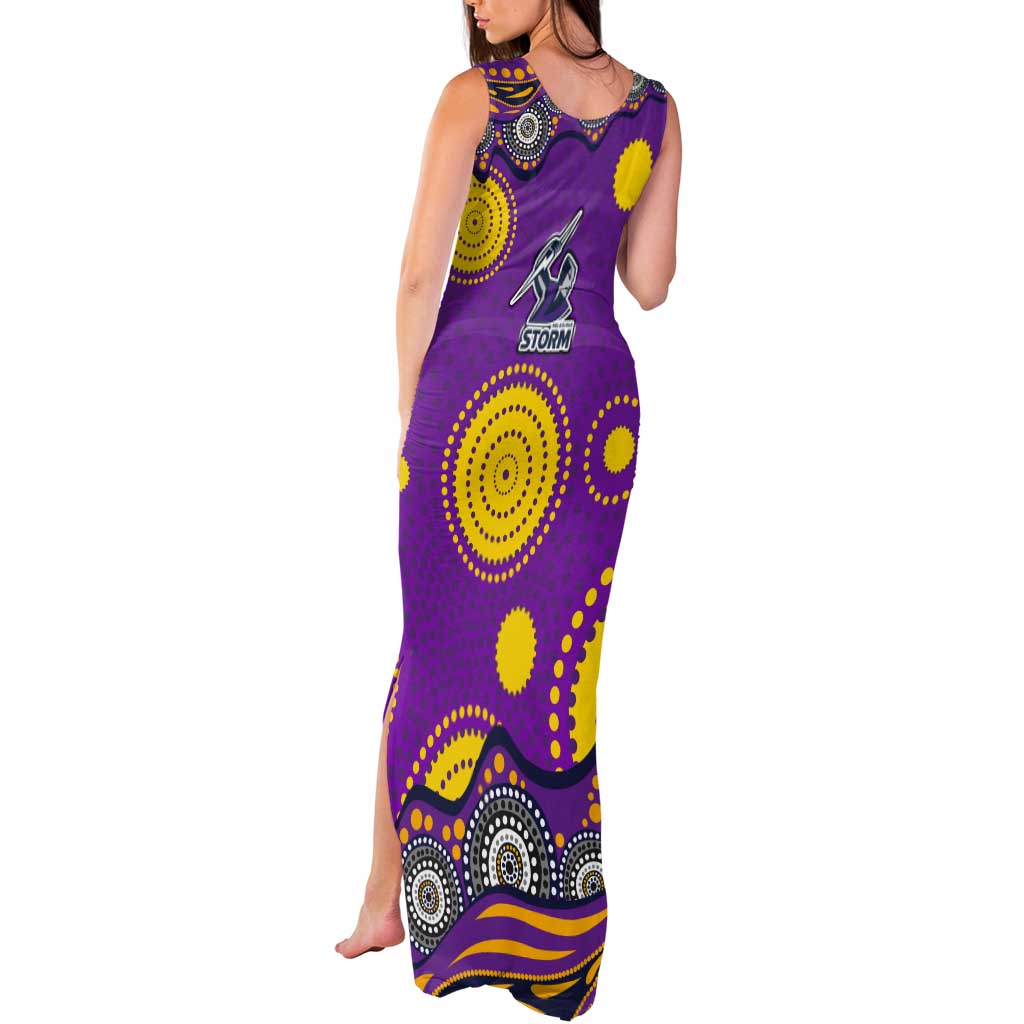 Melbourne Storm Tank Maxi Dress Aboriginal Dot Pattern - Rugby Mascot Heritage Pride