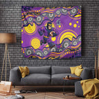 Melbourne Storm Tapestry Aboriginal Dot Pattern - Rugby Mascot Heritage Pride