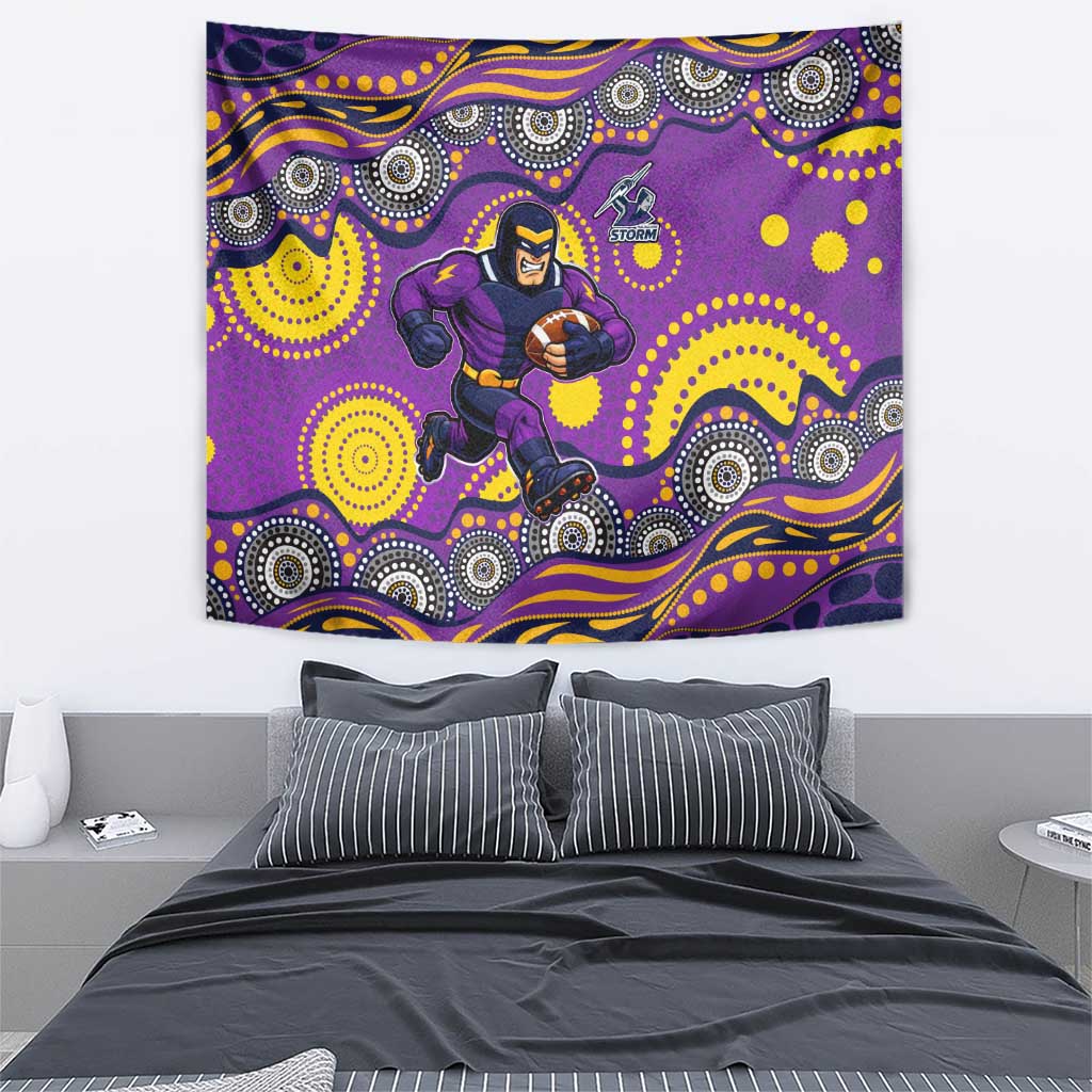 Melbourne Storm Tapestry Aboriginal Dot Pattern - Rugby Mascot Heritage Pride