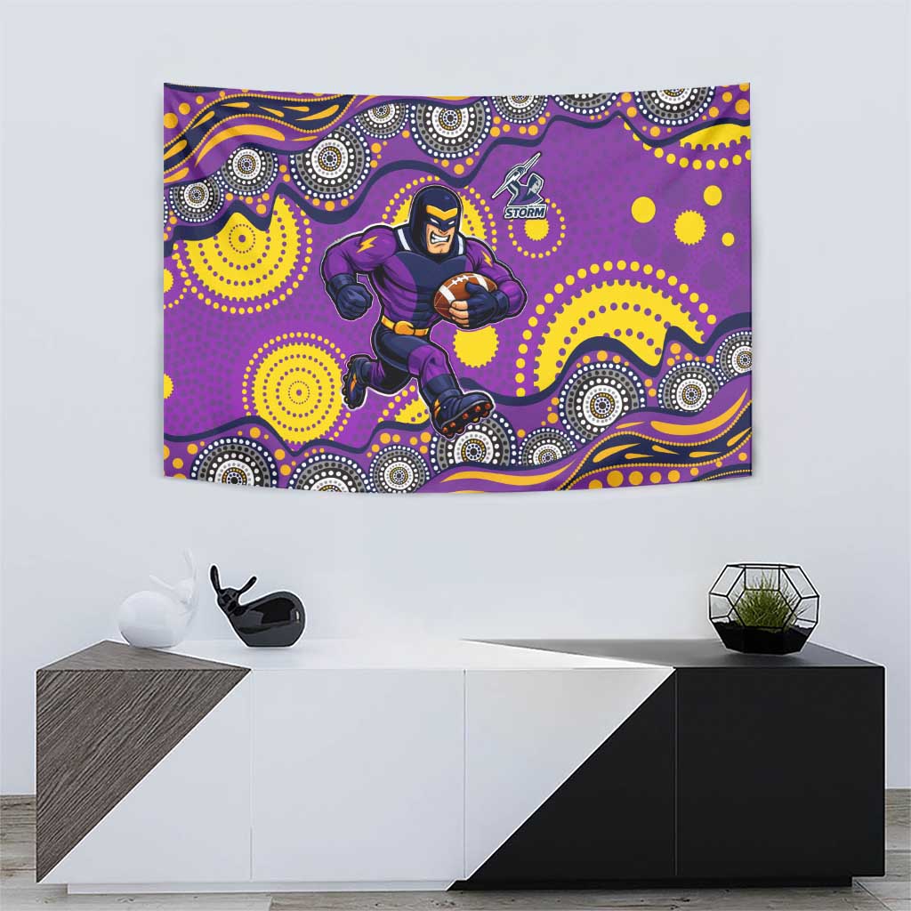 Melbourne Storm Tapestry Aboriginal Dot Pattern - Rugby Mascot Heritage Pride