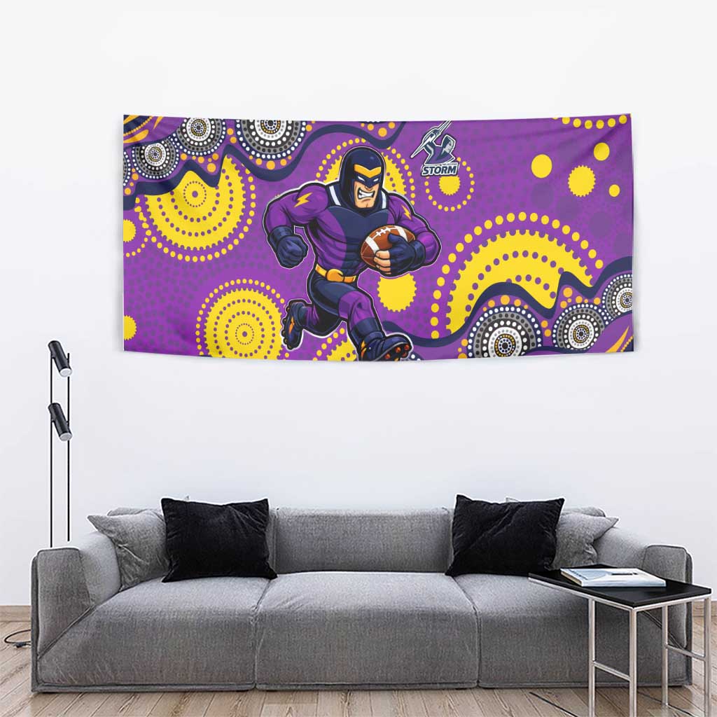 Melbourne Storm Tapestry Aboriginal Dot Pattern - Rugby Mascot Heritage Pride