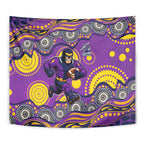 Melbourne Storm Tapestry Aboriginal Dot Pattern - Rugby Mascot Heritage Pride