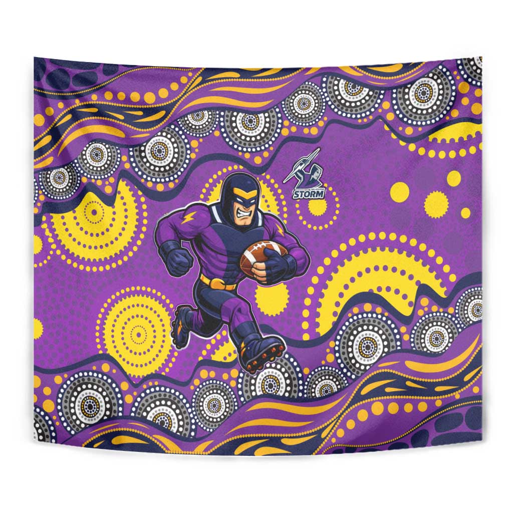 Melbourne Storm Tapestry Aboriginal Dot Pattern - Rugby Mascot Heritage Pride