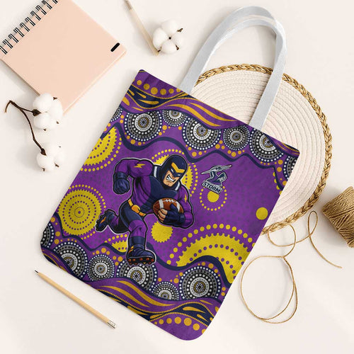 Melbourne Storm Tote Bag Aboriginal Dot Pattern - Rugby Mascot Heritage Pride
