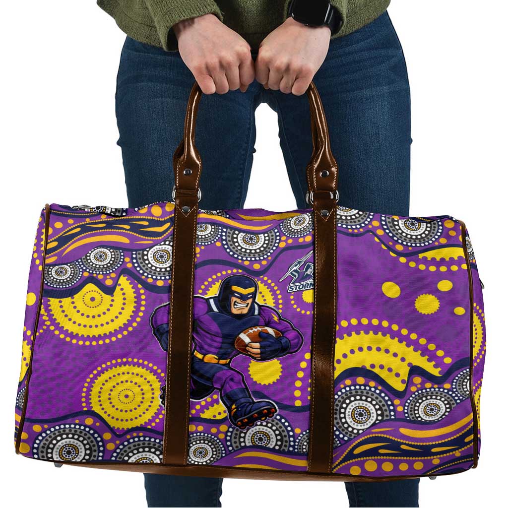 Melbourne Storm Travel Bag Aboriginal Dot Pattern - Rugby Mascot Heritage Pride