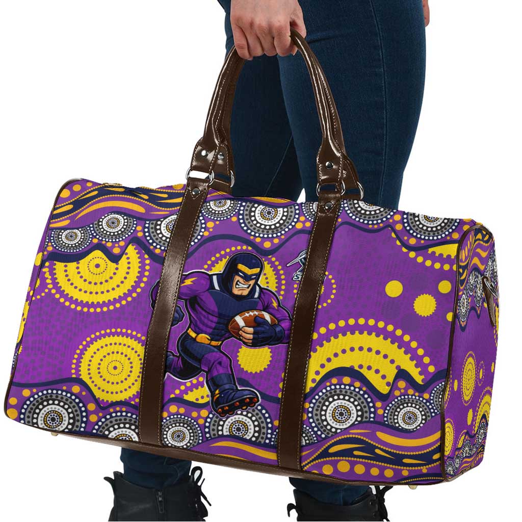 Melbourne Storm Travel Bag Aboriginal Dot Pattern - Rugby Mascot Heritage Pride