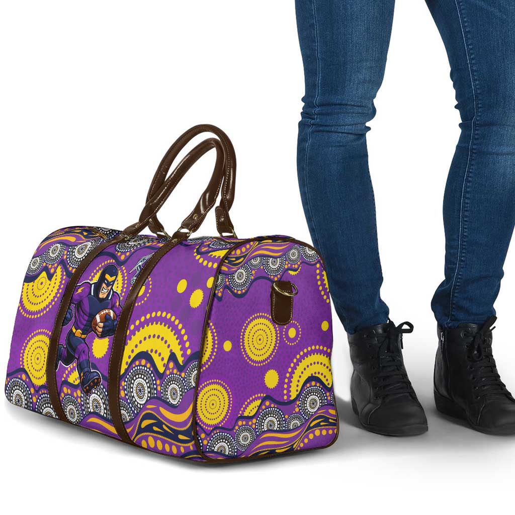 Melbourne Storm Travel Bag Aboriginal Dot Pattern - Rugby Mascot Heritage Pride