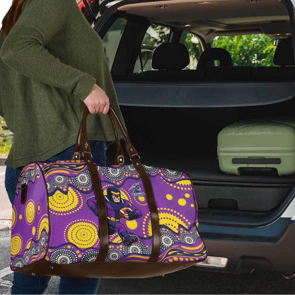 Melbourne Storm Travel Bag Aboriginal Dot Pattern - Rugby Mascot Heritage Pride