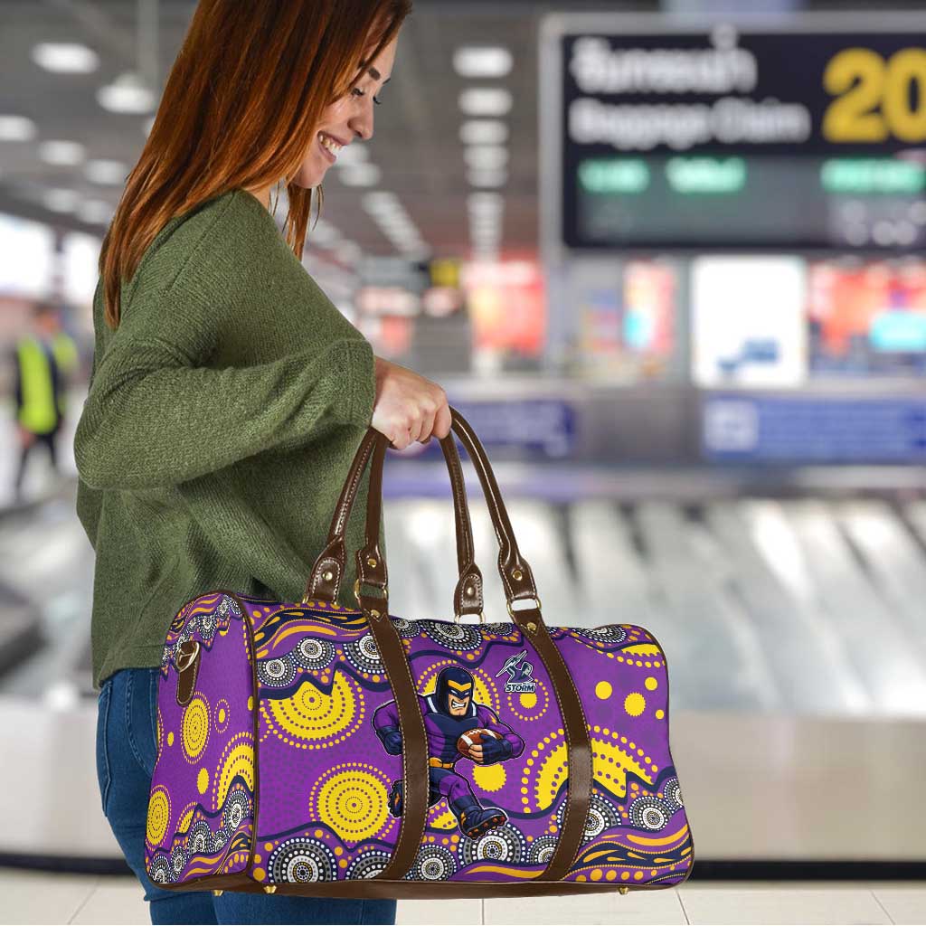 Melbourne Storm Travel Bag Aboriginal Dot Pattern - Rugby Mascot Heritage Pride