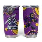 Melbourne Storm Tumbler Cup Aboriginal Dot Pattern - Rugby Mascot Heritage Pride