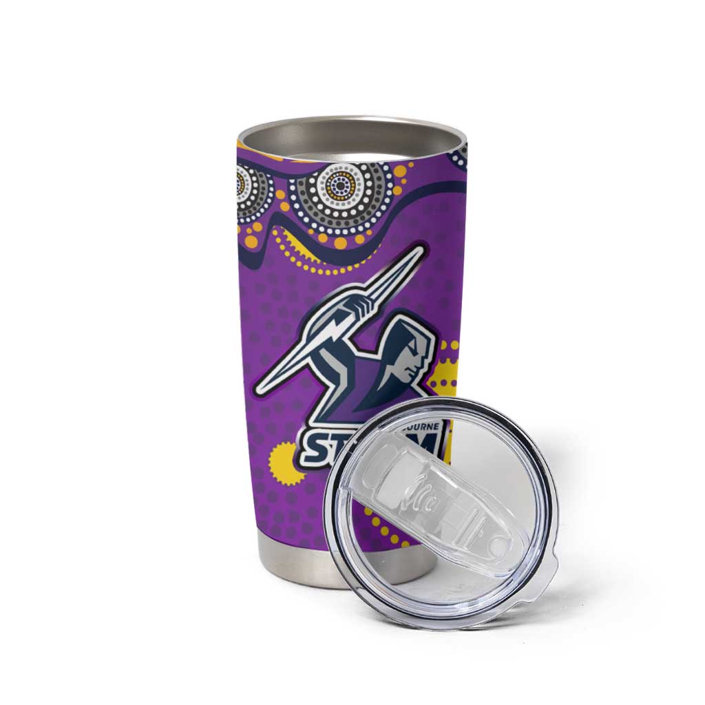 Melbourne Storm Tumbler Cup Aboriginal Dot Pattern - Rugby Mascot Heritage Pride