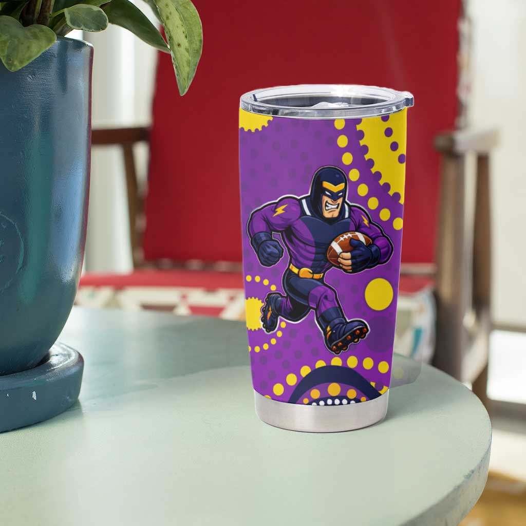 Melbourne Storm Tumbler Cup Aboriginal Dot Pattern - Rugby Mascot Heritage Pride