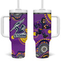 Melbourne Storm Tumbler With Handle Aboriginal Dot Pattern - Rugby Mascot Heritage Pride