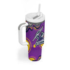 Melbourne Storm Tumbler With Handle Aboriginal Dot Pattern - Rugby Mascot Heritage Pride