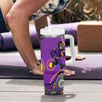 Melbourne Storm Tumbler With Handle Aboriginal Dot Pattern - Rugby Mascot Heritage Pride