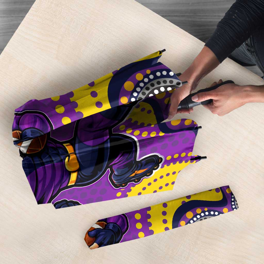 Melbourne Storm Umbrella Aboriginal Dot Pattern - Rugby Mascot Heritage Pride