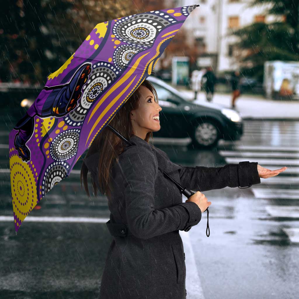 Melbourne Storm Umbrella Aboriginal Dot Pattern - Rugby Mascot Heritage Pride