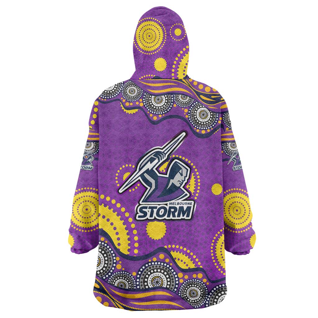Melbourne Storm Wearable Blanket Hoodie Aboriginal Dot Pattern - Rugby Mascot Heritage Pride