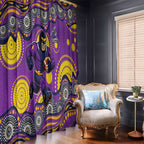 Melbourne Storm Window Curtain Aboriginal Dot Pattern - Rugby Mascot Heritage Pride