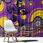 Melbourne Storm Window Curtain Aboriginal Dot Pattern - Rugby Mascot Heritage Pride