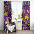 Melbourne Storm Window Curtain Aboriginal Dot Pattern - Rugby Mascot Heritage Pride