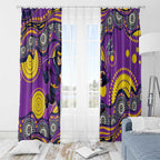 Melbourne Storm Window Curtain Aboriginal Dot Pattern - Rugby Mascot Heritage Pride