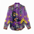 Melbourne Storm Women Casual Shirt Aboriginal Dot Pattern - Rugby Mascot Heritage Pride