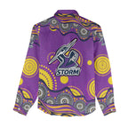 Melbourne Storm Women Casual Shirt Aboriginal Dot Pattern - Rugby Mascot Heritage Pride