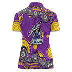 Melbourne Storm Women Polo Shirt Aboriginal Dot Pattern - Rugby Mascot Heritage Pride