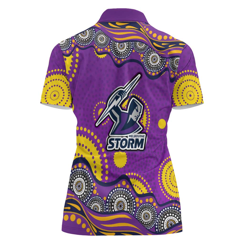 Melbourne Storm Women Polo Shirt Aboriginal Dot Pattern - Rugby Mascot Heritage Pride