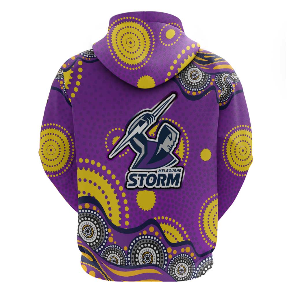 Melbourne Storm Zip Hoodie Aboriginal Dot Pattern - Rugby Mascot Heritage Pride